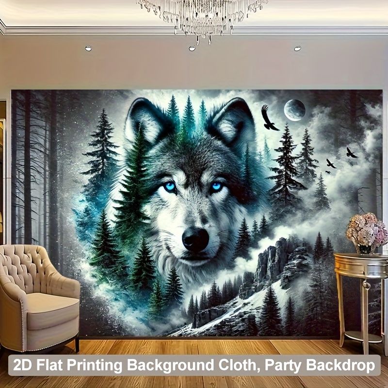 Wolf Tapestry Mysterious Forest Wall Decor For Living Room_voghion.com