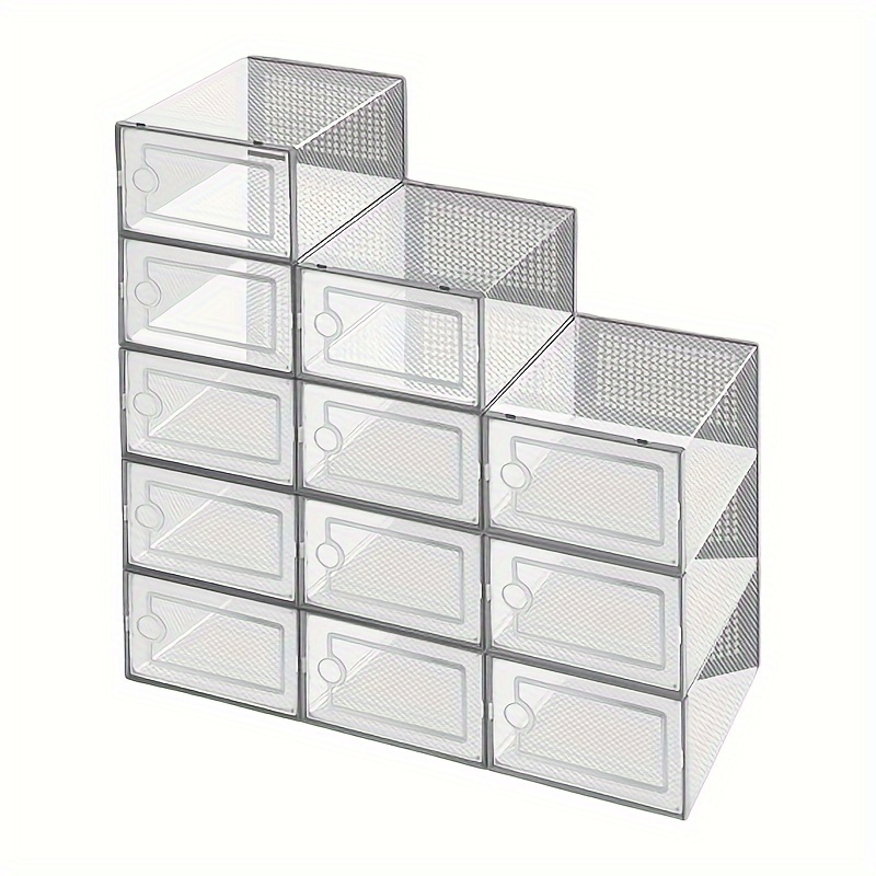 

clear View" 12-piece Stackable Shoe Storage Boxes With Flip Lids - Waterproof, Dustproof Plastic Organizer For Home & Dorm Use