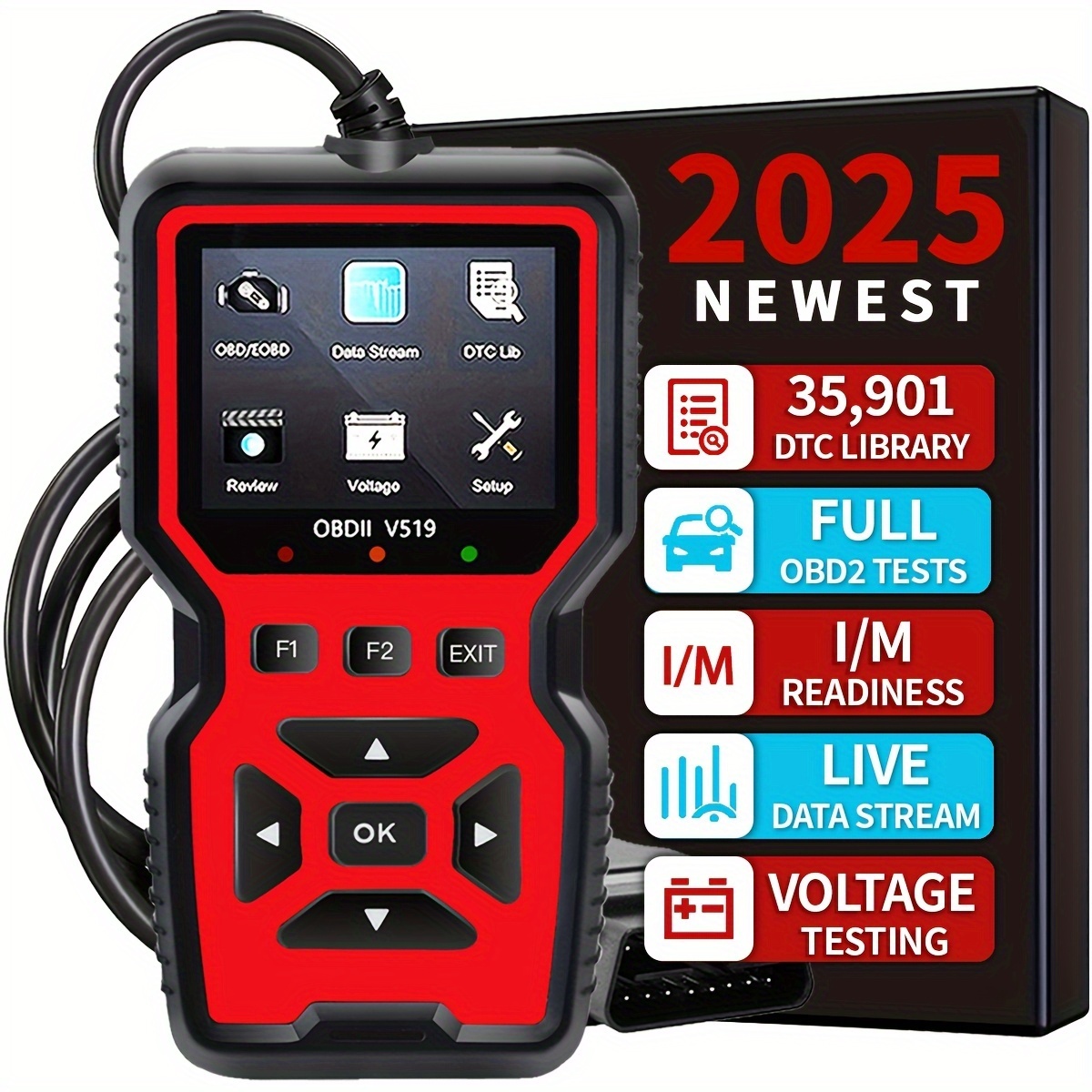 professional car scanner diagnostic tool suitable for reading vehicle codes clearing fault codes 35901 trouble code library real time oxygen sensor tester battery voltage reading mode 6 8 detection Product details 0