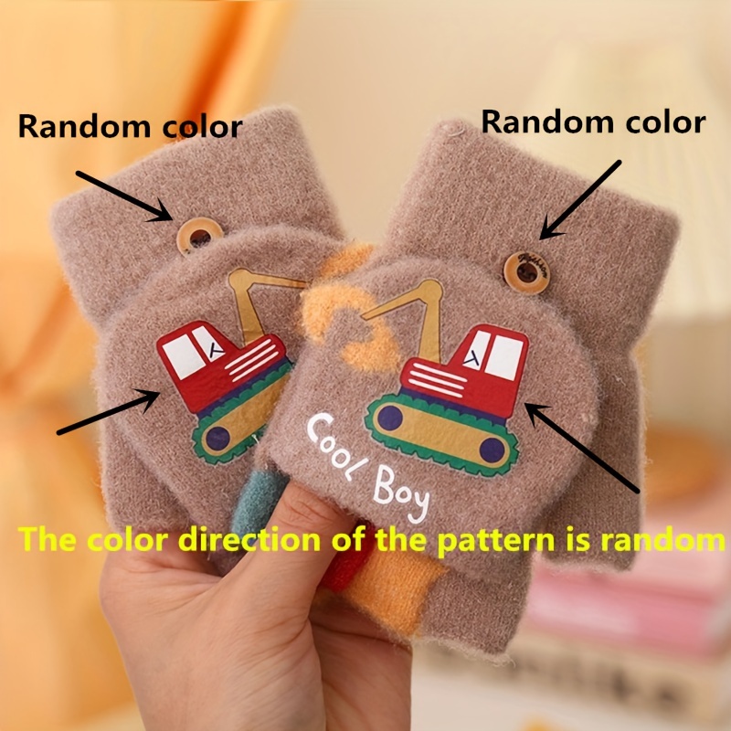 Image of Adorable And Snug Boys' Mittens - Cozy Winter Fingerless Gloves For Aged 2 To 6, Ideal For Everyday Use And Outdoor Activities