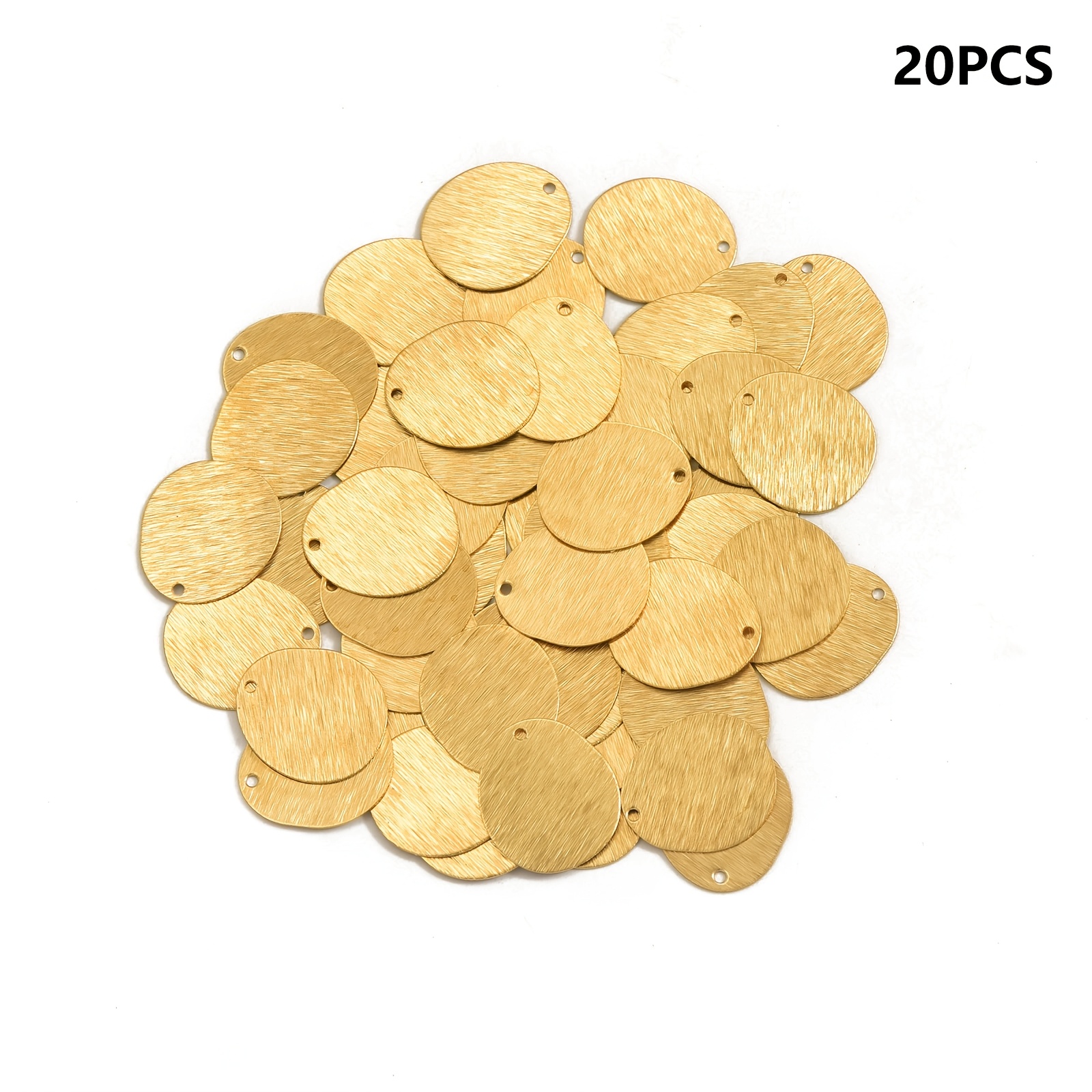 TEMU 20 piezas de colgantes originales de latón cepillado, redondos irregulares de un solo agujero, para accesorios de aretes y collares hechos a de