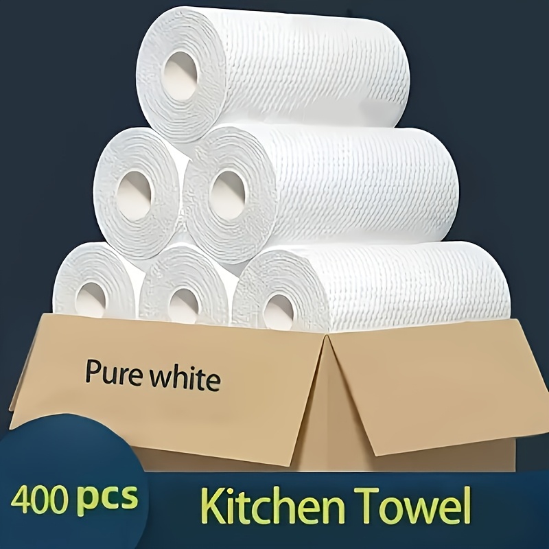 

400 Sheets Roll Of Non-greasy Disposable Cleaning Cloths, Absorbent, Stain Removal, For Home & Rv Kitchen Cleaning