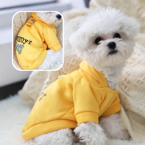 fiber fabric lined hooded sweatshirt autumn winter clothing for dogs and cats with leash loop fastener apparel