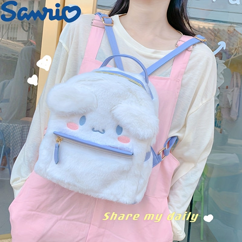 

1pc Cute Animal Plush Backpack, Zippered With Utility Pocket, Adjustable Shoulder Straps, Non-waterproof, With Applique Rabbit Design, For , Office, School, Daily Use