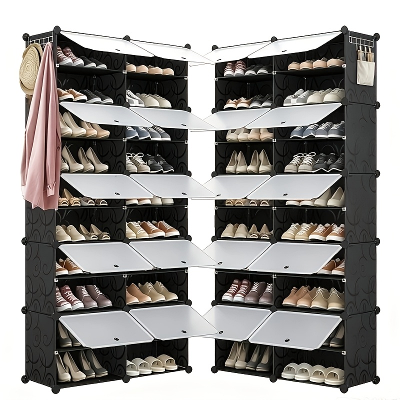 TEMU Ensemble de 2 meubles à chaussures - Organisateur de rangement à chaussures haut de 40 compartiments, tour à chaussures empilable de grande de