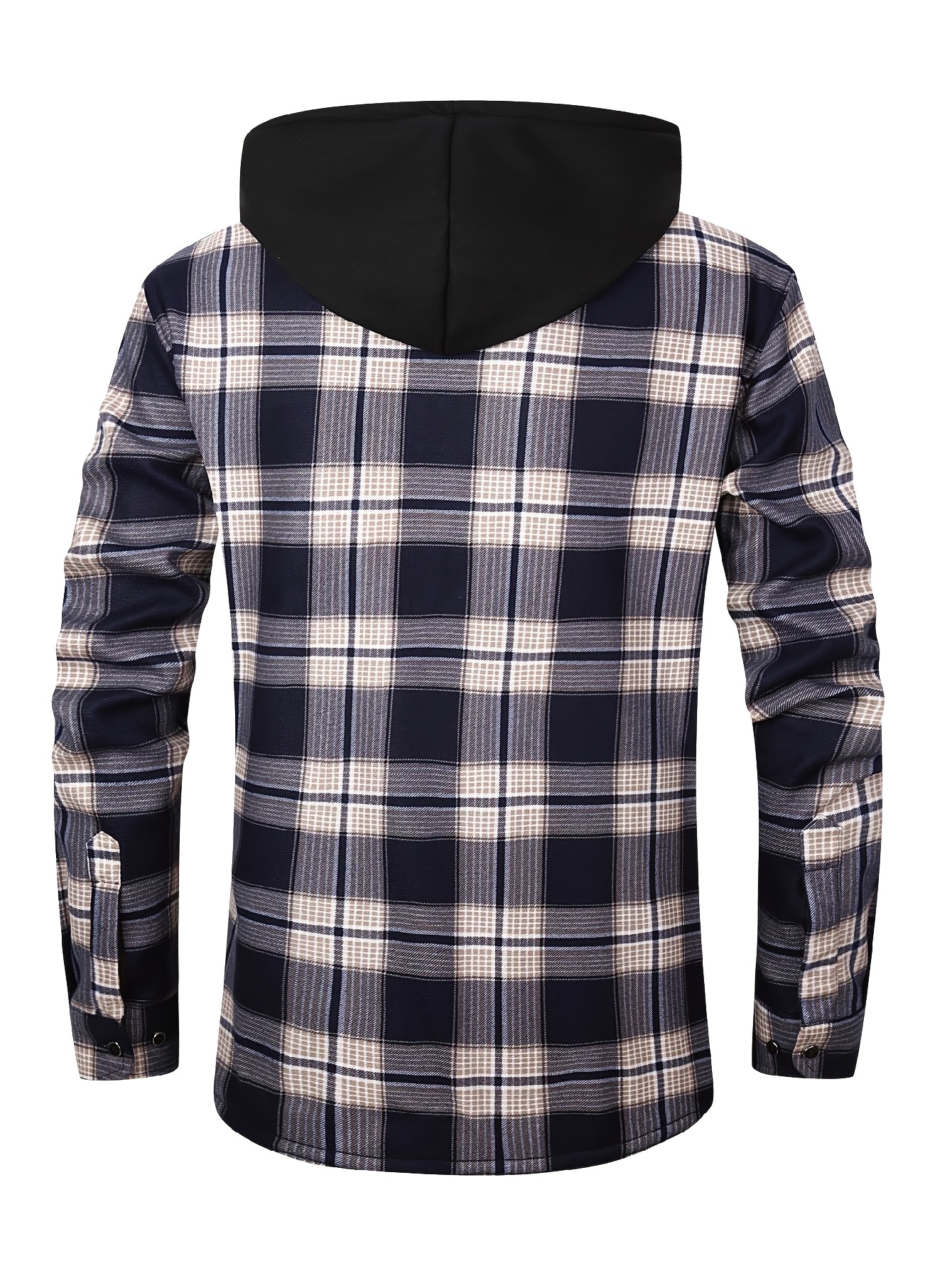 Thermisch werkschort met capuchon voor heren - Heavy-duty fleece gevoerde winterjas met ruitpatroon, volledige ritssluiting aan de voorkant, lange mouwen, overhemdjasje met knoopsluiting voor boerderij, bouw, buiten - Dik geïsoleerd laagstuk (s-3xl) - Ideaal voor Col