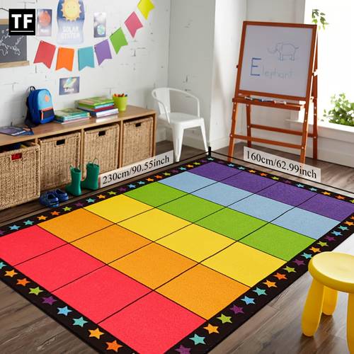 velvet 850g per anti slip dotted plastic backing 1pc colored classroom seating rectangular rug cartoon printed floor mat large play rug washable crawling rug suitable for kindergarten indoor room supplies bedside accessories