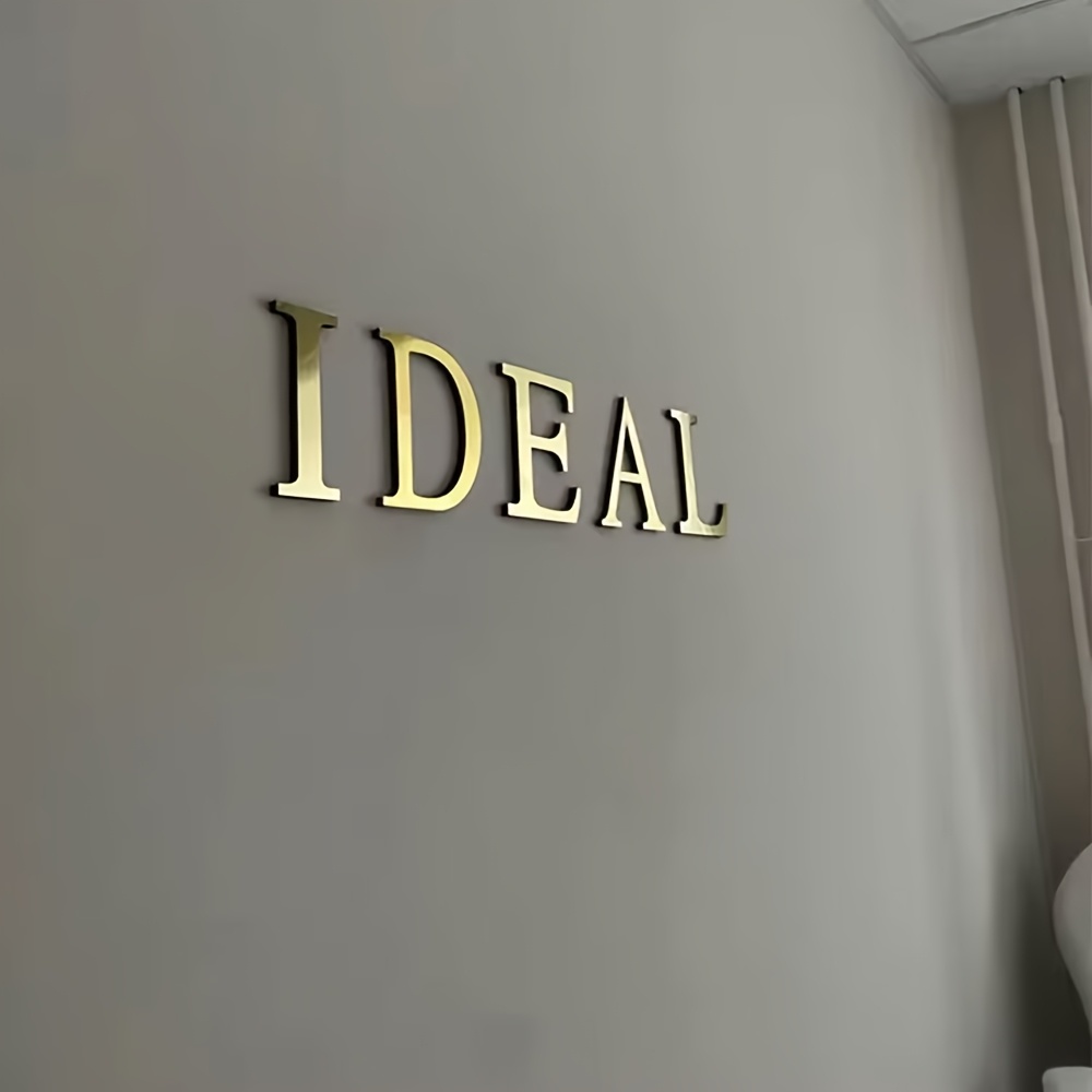 TEMU [custom Products][2d Flat]custom Large Acrylic Commercial Signs And Shop Plaques, Mirror Golden Acrylic Plaques, Office Laser-cut Shop