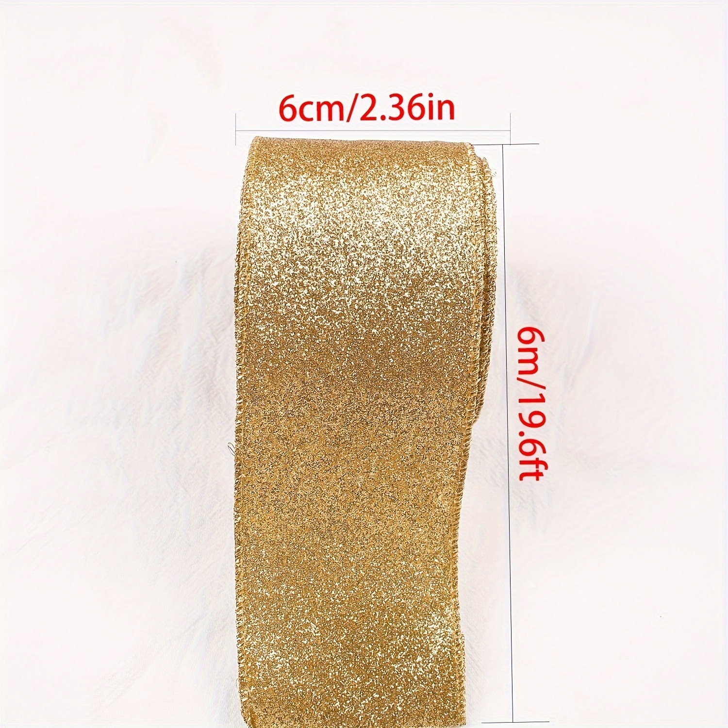 Image of Christmas Sequined Ribbon Christmas Holiday Wedding Party Decoration Ribbon Gift Packaging Clothing Additions Wire Bow Craft Production Materials 6cm/2.36in X 6m/19.6ft