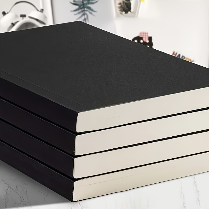 

Super Thick 364 Pages Vintage Notebook With Glossy Leatherette Cover, Plain Unruled Notebooks For Creative Drawing, Doodling, Sketching, Essential Office Supplies And Stationery
