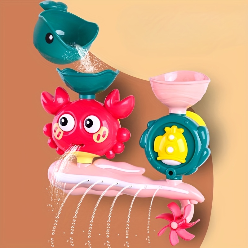 Suction Cup Bath Toy Set for Kids, Rotating Water Wheel Fun