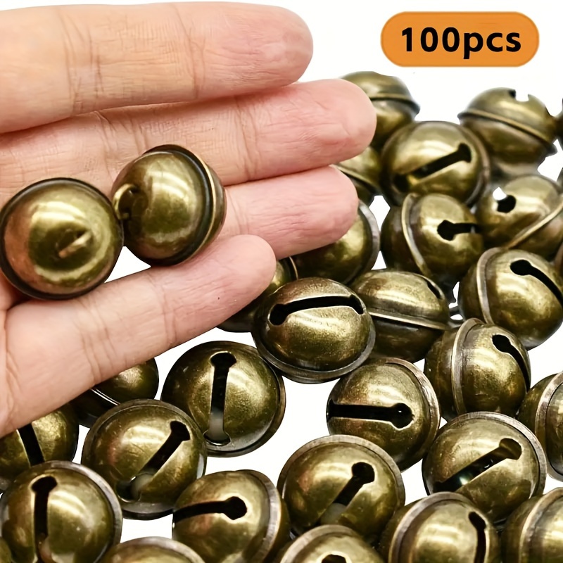 

100-pack Vintage Metal Jingle Bells For Christmas Decor, Antique Copper Bells For Pet Collars, Dog Cat Pendants, Crafts, And Holiday Ornaments - Hanging Method