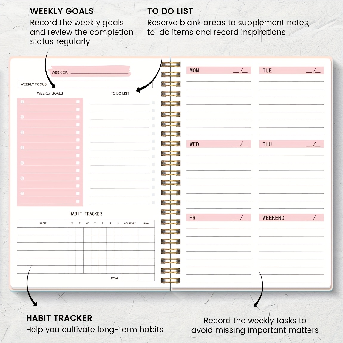 1pc Trees Spiral Undated A5 Daily Weekly Notebook Planner Agenda, Stationery Office School Supplies, Record daily plans to achieve future goals, 8, 3*5, 5 Inches, 52 Sheets, 3pcs stickers, 4, 7*7, 7 inches 13 1pc Trees Spiral Undated A5 Daily Weekly Notebook Planner Agenda, Stationery Office School Supplies, Record daily plans to achieve future goals, 8, 3*5, 5 Inches, 52 Sheets, 3pcs stickers, 4, 7*7, 7 inches - Image 13