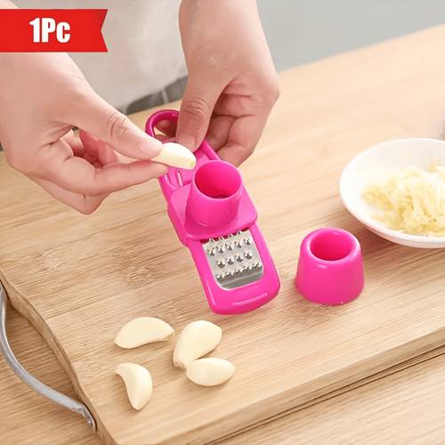 1pc manual garlic press and grinder durable plastic multi function portable garlic mincer and crusher food contact safe no electricity needed outdoor kitchenware for camping dining and barbecuing