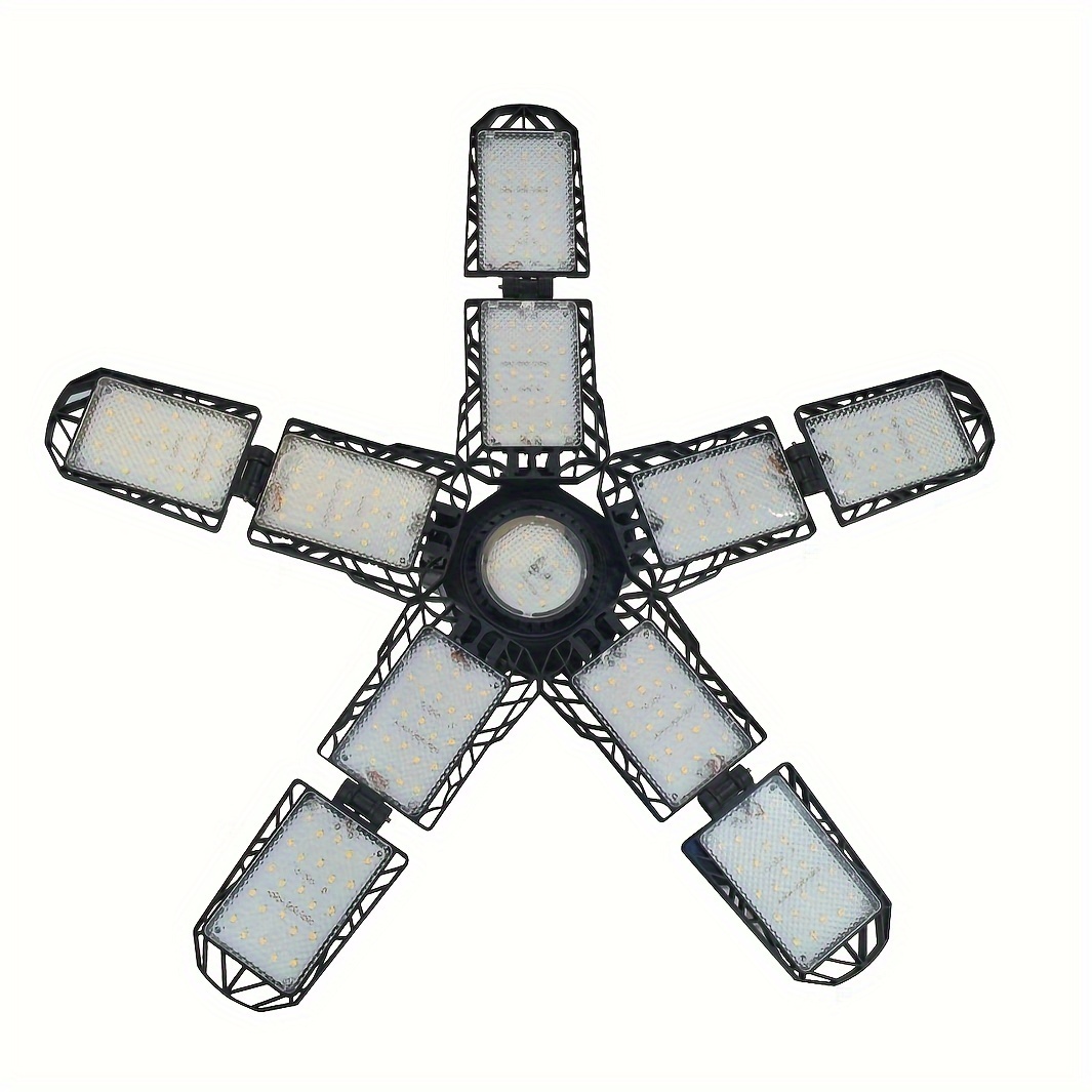 TEMU Lampe de garage LED super brillante haute puissance avec dix feuilles pliables pour sous-sol
