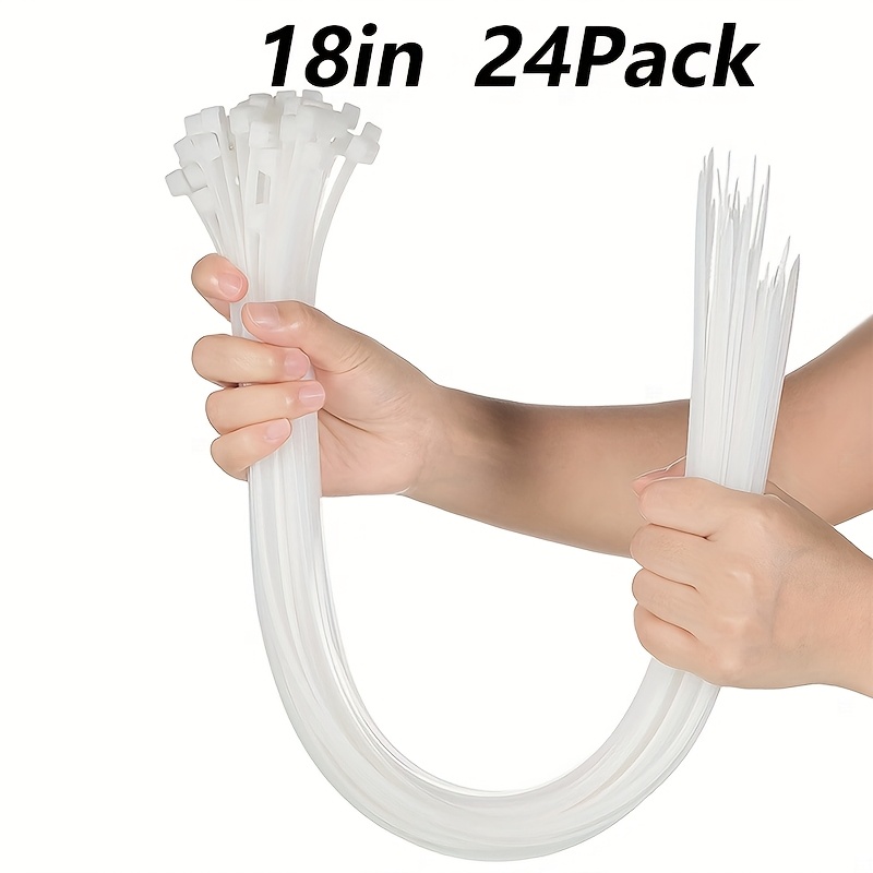 TEMU 8-100 Pack Black And White 18 Inch Zip Ties | Heavy Duty Plastic Wire Ties With 70lb Tensile Strength, Self-locking Black Nylon Tie Wraps For