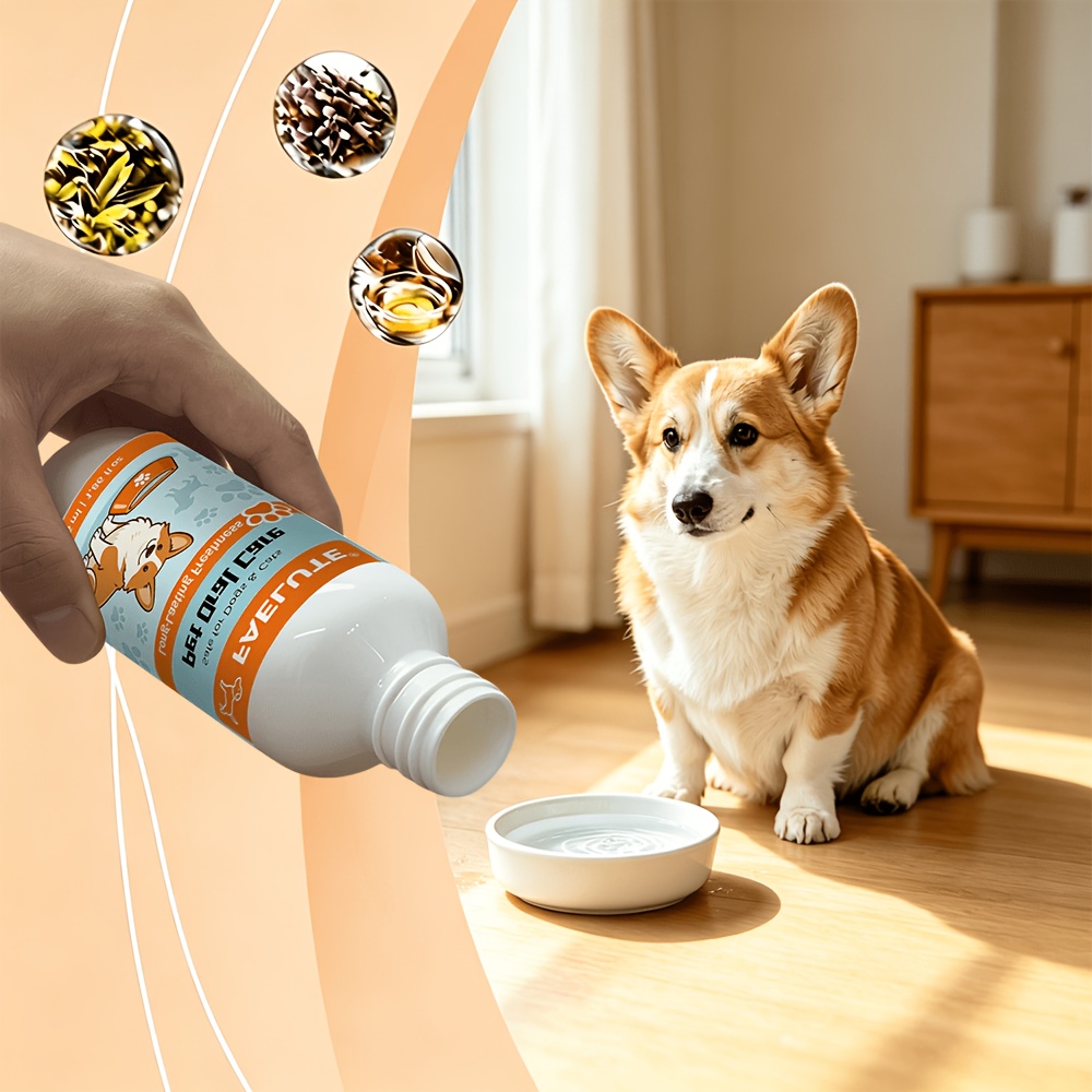 FAELUTE Pet Dental Care Mouthwash Water Additive - for Dogs, Cats & Small Pets, Daily Oral Hygiene Care, Home Outdoor Travel Use, Freshens Bad Breath, Plaque & Tartar Control, No Brushing Required Easy Liquid Formula