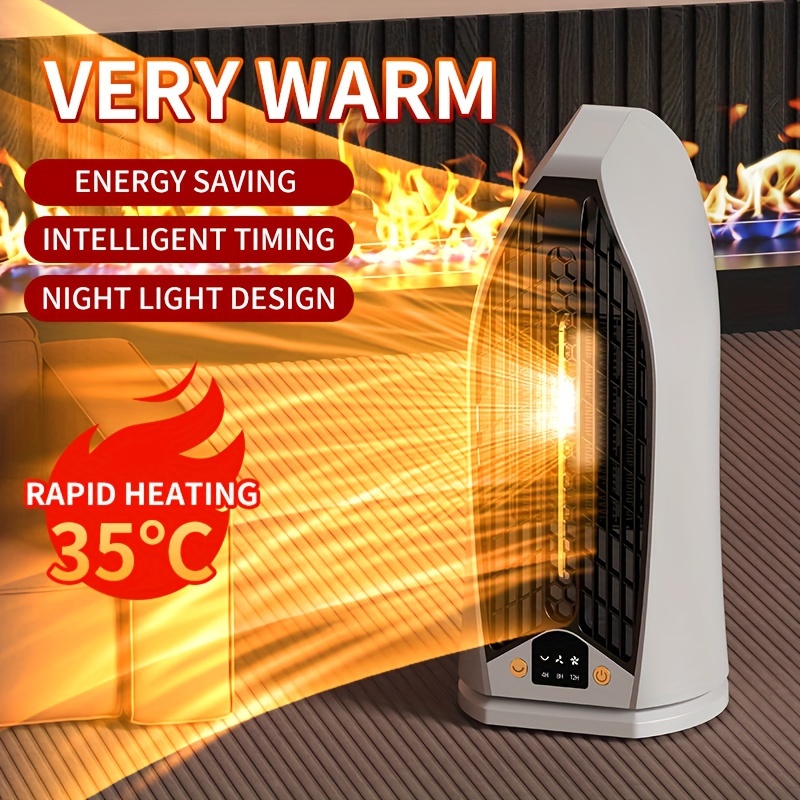 1pc PTC Ceramic Air Heater, 1200W Portable Electric Heater for Large Rooms, 2-Temperature Settings, Three-Speed Timer, Fast Heating, 90° Oscillation, Thermostat Control, Overheat & Tip-Over Protection with Plastic Mesh Safety Guard, Indoor Heating, Home Heating, Spacesaving Heater, Modern Heater, Durable Construction, Reliable Performance, Oscillating Heater, Multispeed Heater, Household Heating, Office Use, PTC Heater, Heaters for Car, Remote Control Electric Heater, Portable Heating