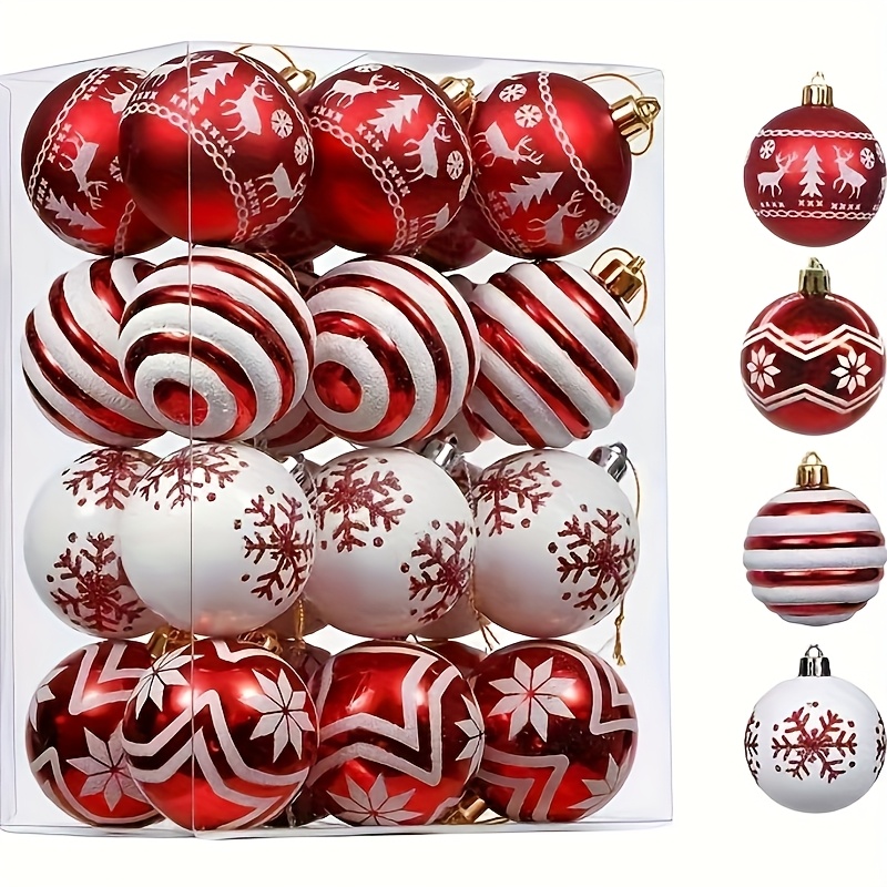 TEMU 24 Addobbi per Albero di Natale Anticaduta - Palline da Appendere in Plastica, Adatte per Feste Natalizie, Decorazioni per Albero di Natale,