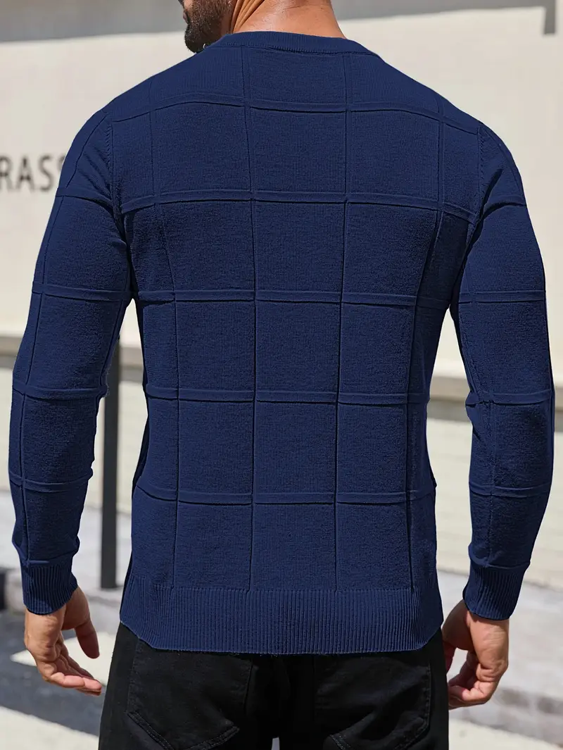 mens heavyweight 100 polyester sweater solid grey round neck long sleeve pullover with h shape silhouette ribbed neckline machine washable casual formal wear durable everyday layering essential Product details 11