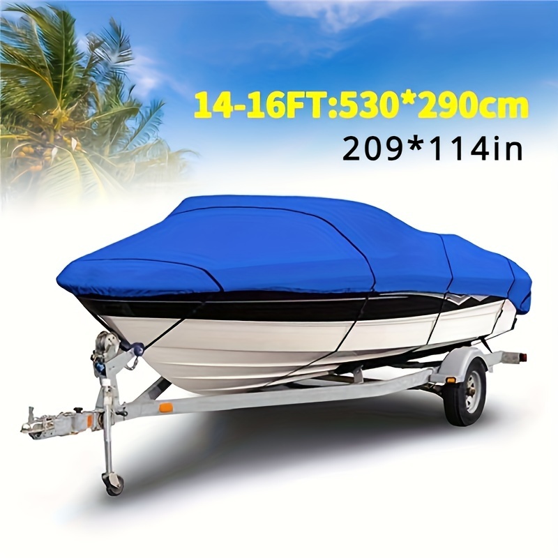 E-shop 210T Schwerlast Ski Boot Abdeckung für 11-22' V-Hull, Sonnenschutz UV-Schutz Winddicht Staubdicht Blaue Yacht Boot Abdeckung