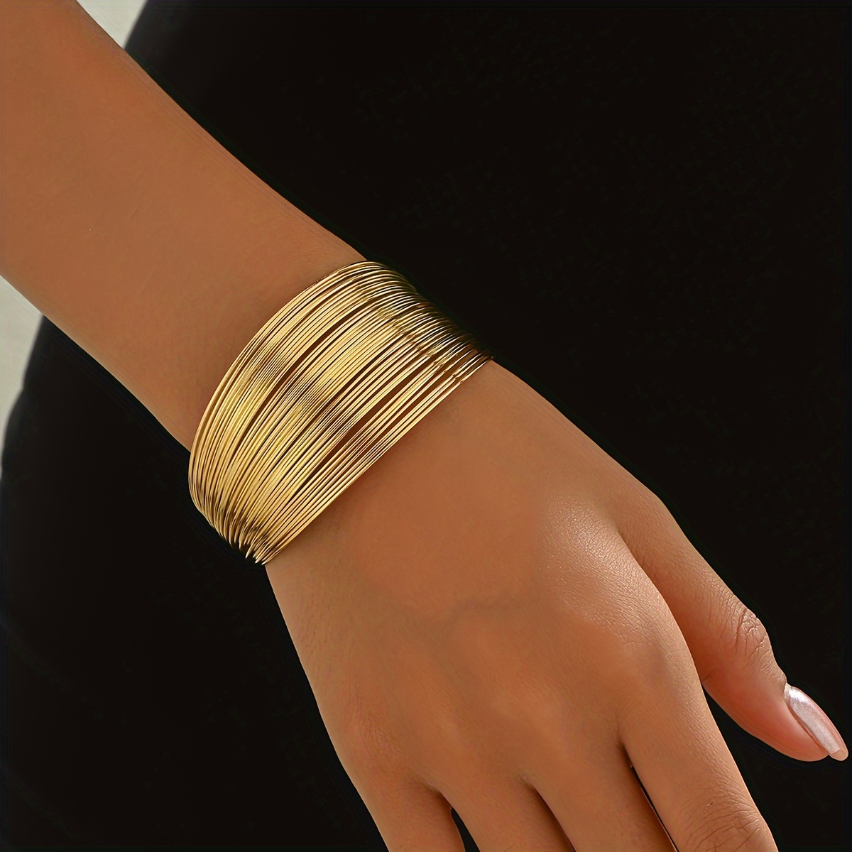 1pc Women's Fashion Open Bracelet Iron Style Punk Metal Open Plain Circle Bracelet Suitable for Gift Giving and Wearing