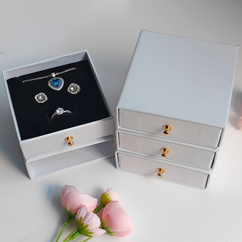 16pcs fashion minimalist drawer jewelry boxes paper material with velvet interior suitable for storing necklaces bracelets rings pendants earrings studs   great for jewelry display souvenir or gift packaging a surprise gift for girlfriend Product details 4