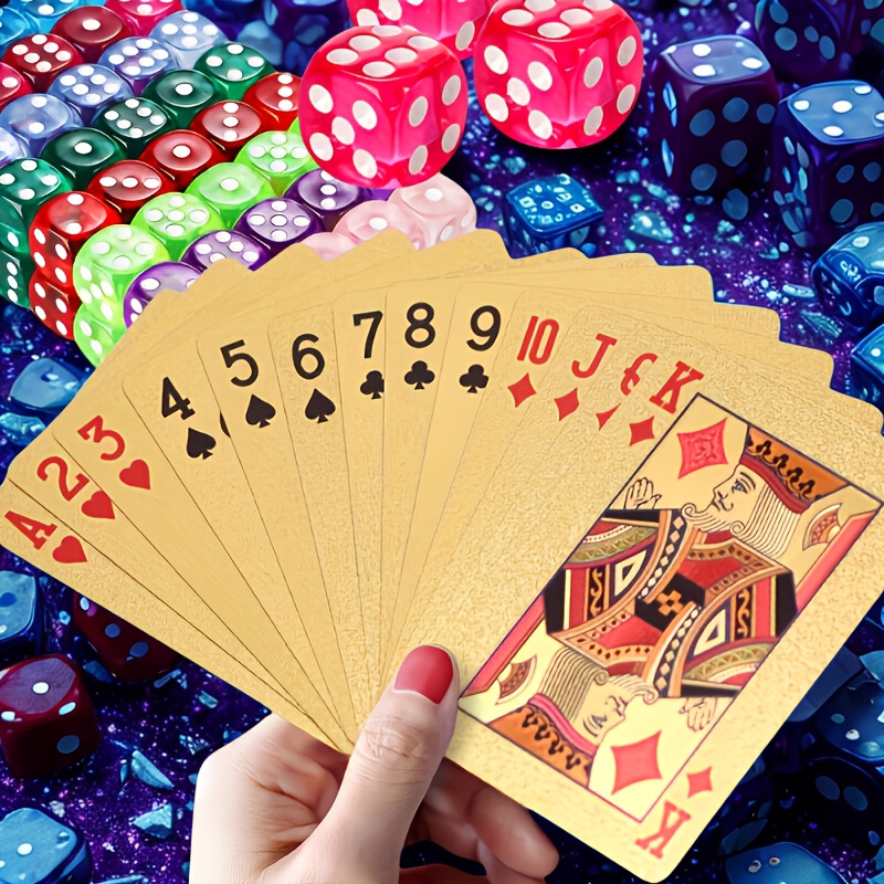 4 Decks Of Standard Playing Cards & 24 Multi-Color Dice - Complete Card Game Set For Poker, Family Gatherings & Travel Games (4pcs Adults Entertainment Kit)