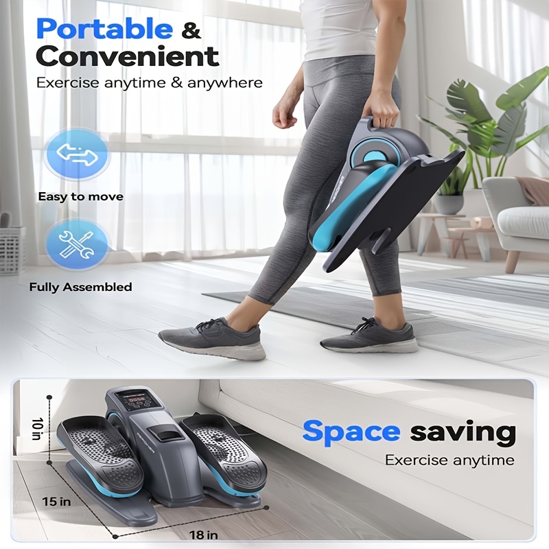 Under Desk Elliptical Electric Exercise Machine - Fully Assembled Seated Pedal Exerciser with Remote Control, 10 Adjustable Speeds, Non-Slip Pedals & Hydraulic Resistance - USB-Powered Compact Design for Seniors, Home Office Gym - Ideal Christmas/Thanksgiving Gifts for Men & Women, Senior Fitness Equipment, Sleek Modern Look, Sturdy Construction, Without Battery