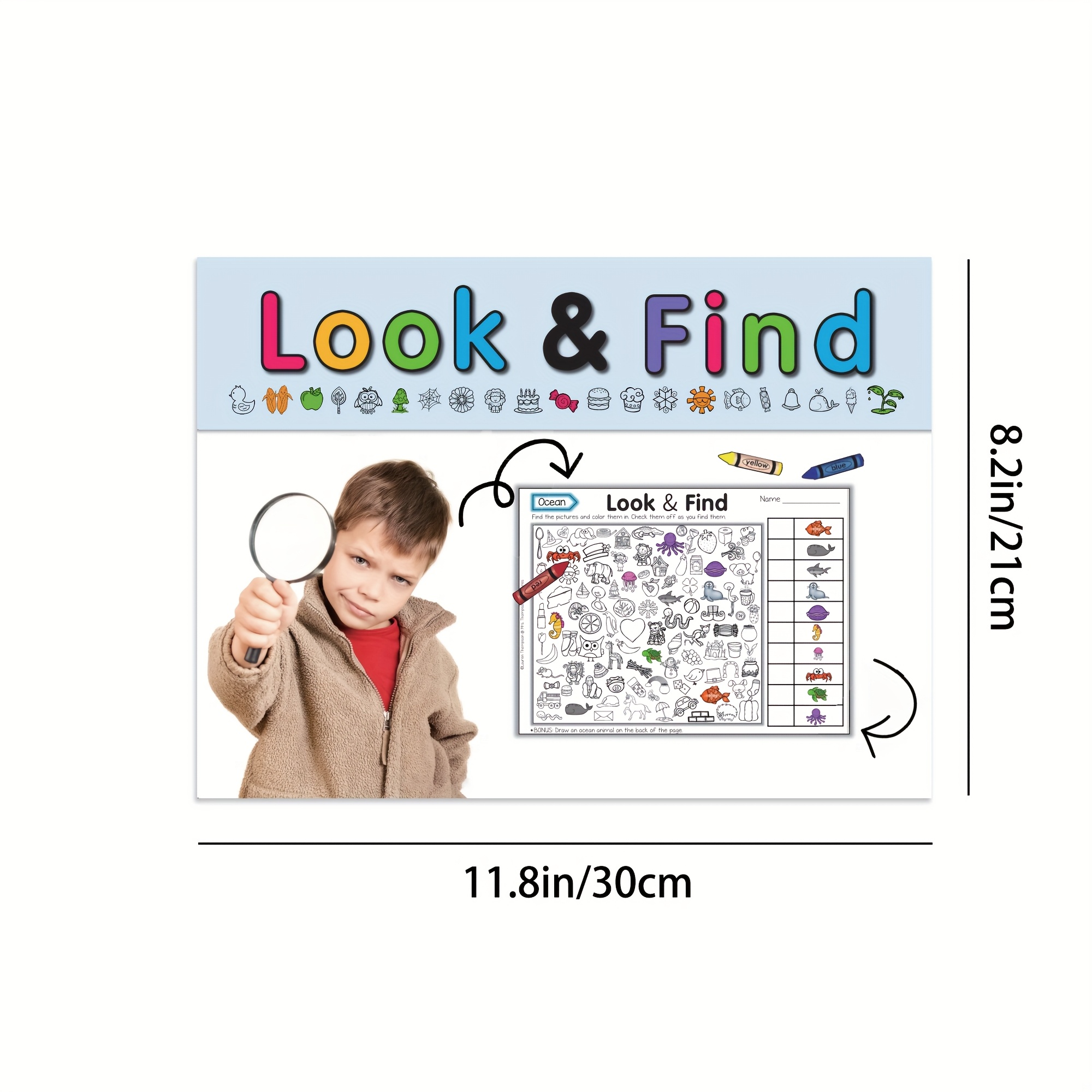 Find the Hidden Pictures, Find the Same Image and Color It, a Fun and Engaging Book with 18 Contents, Helps Improve Focus, Attention and Observation Skills, Includes Answers