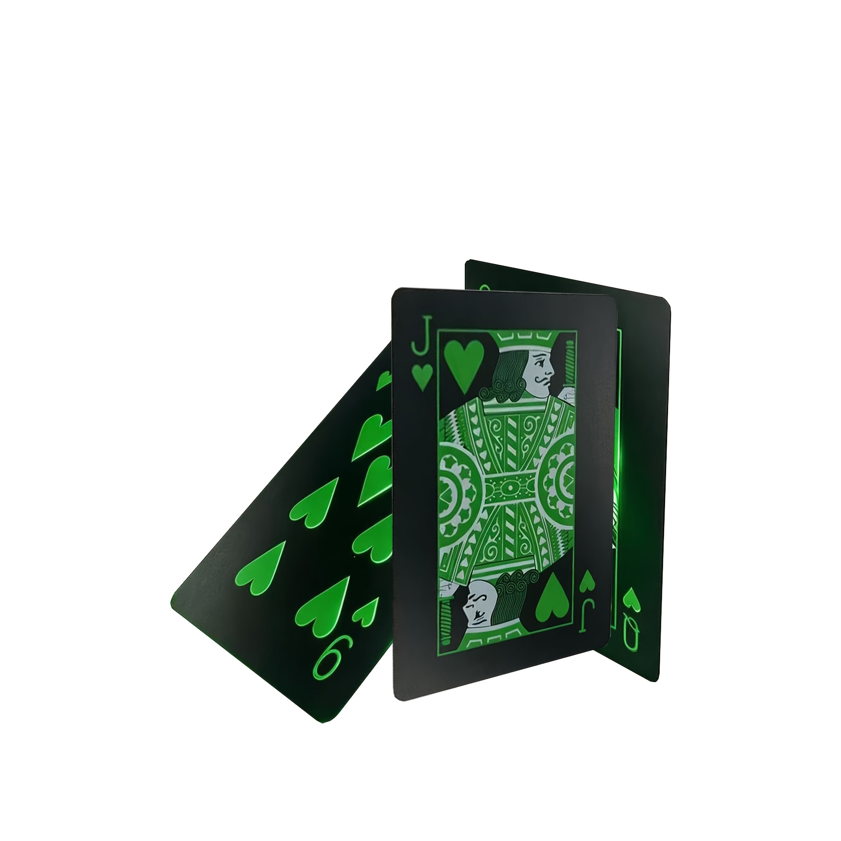 TEMU A Set Of Green Plastic Playing Cards. The Material Is Lightweight And Water-resistant, With A