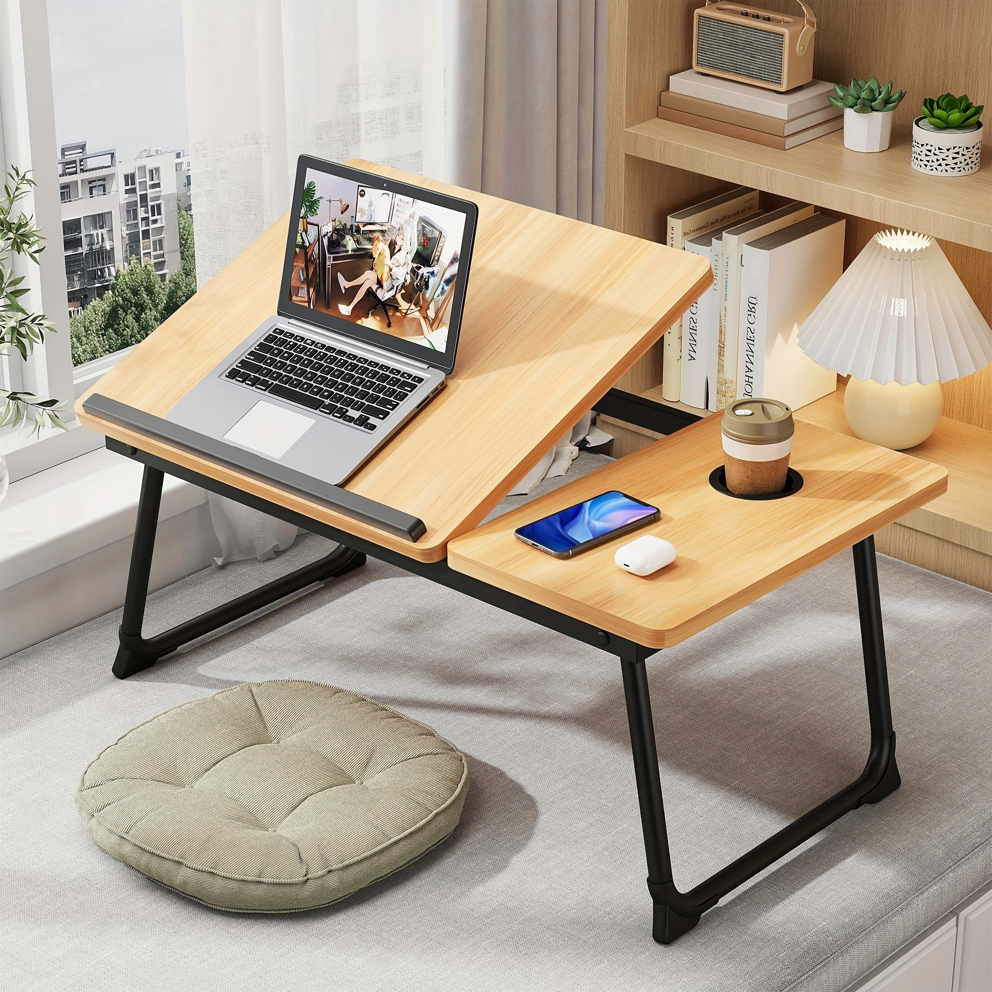 lap desk for laptop adjustable bed tray for writing eating breakfast in bed portable folding table stand for couch adults