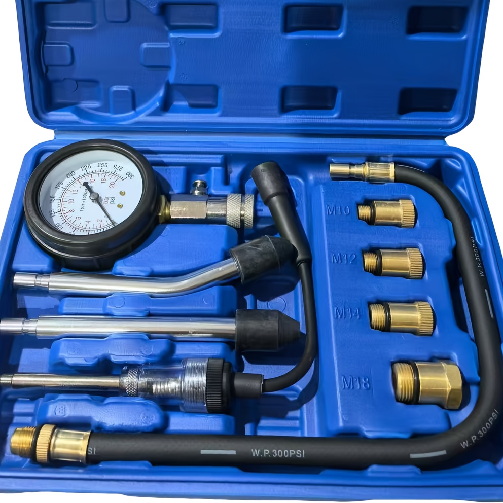 TEMU 9 Sets Of Fuel Pressure Gauges With Spark Plug Tester For Small Engines, Cylinder Leakage Tester For Gasoline Engines And Fuel Pressure Test Kit