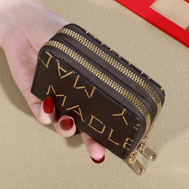 Simple Large-capacity Wallet, Solid-color Double-layer Credit Card Holder With Zipper And Multiple Card Slots, Reading Glasses Case Wallet