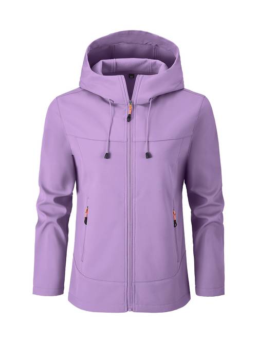 womens autumn casual hooded windbreaker jacket softshell outdoor shell jacket top
