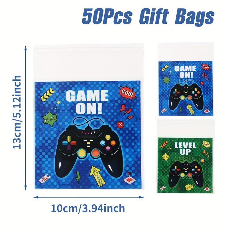TEMU 50/100pcs, Game Console Self Sealing Bags, Game Theme Party Blue Bags, Happy Birthday Party Decoration, Baby Shower Party Supplies, Anniversary