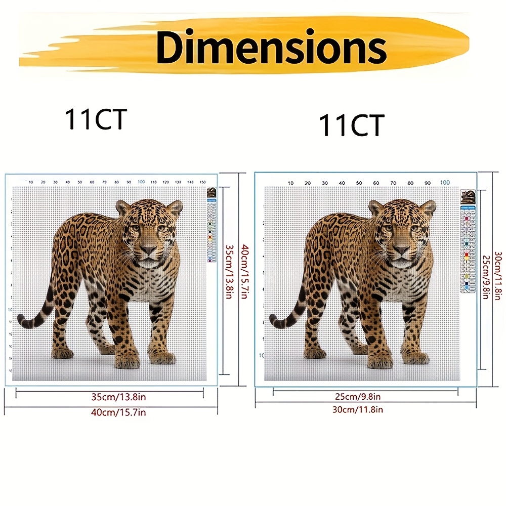 Complete JAGUAR Cross-Stitch Kit, Color-Coded Threads
