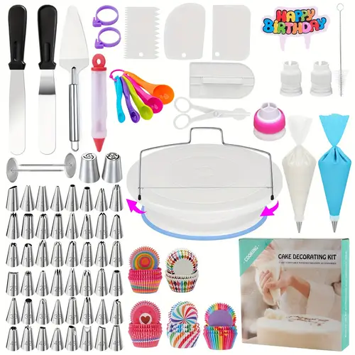 475pcs set cake decorating supplies decorating supplies set baking accessories with rotating cake stand cake leveler icing tips and more for beginners or professionals hobbyists bakers