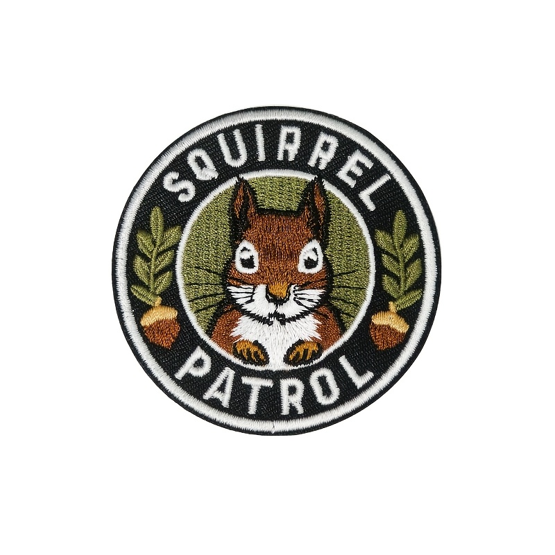 TEMU 1 Squirrel Patrol Embroidered Hook-and-loop Patch, Cute Squirrel Embroidered Patch Applique, Suitable For Clothes, Hats, Backpacks, And Gifts