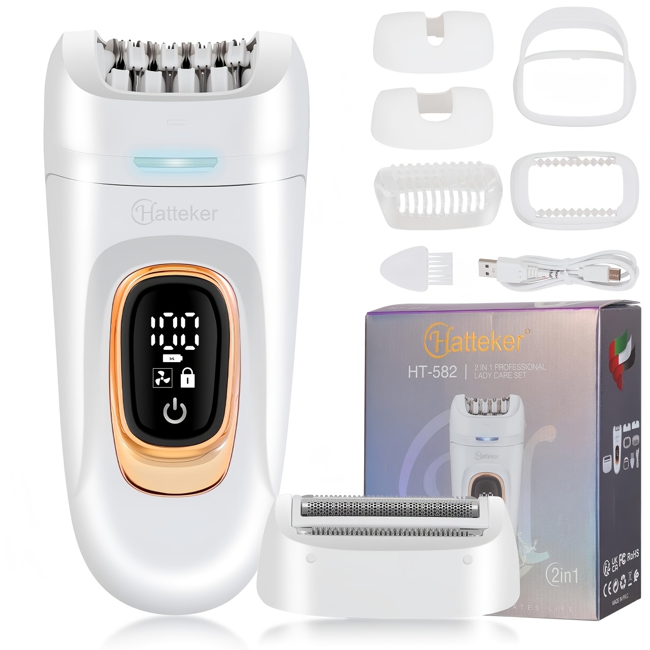 Image of Hatteker Women's Cordless -one Bikini Trimmer & Facial Hair Remover Suitable For Bikini Line, Eyebrows, Mustache, , Usb- Shaver With, Travel- For & -the- Hair Removal