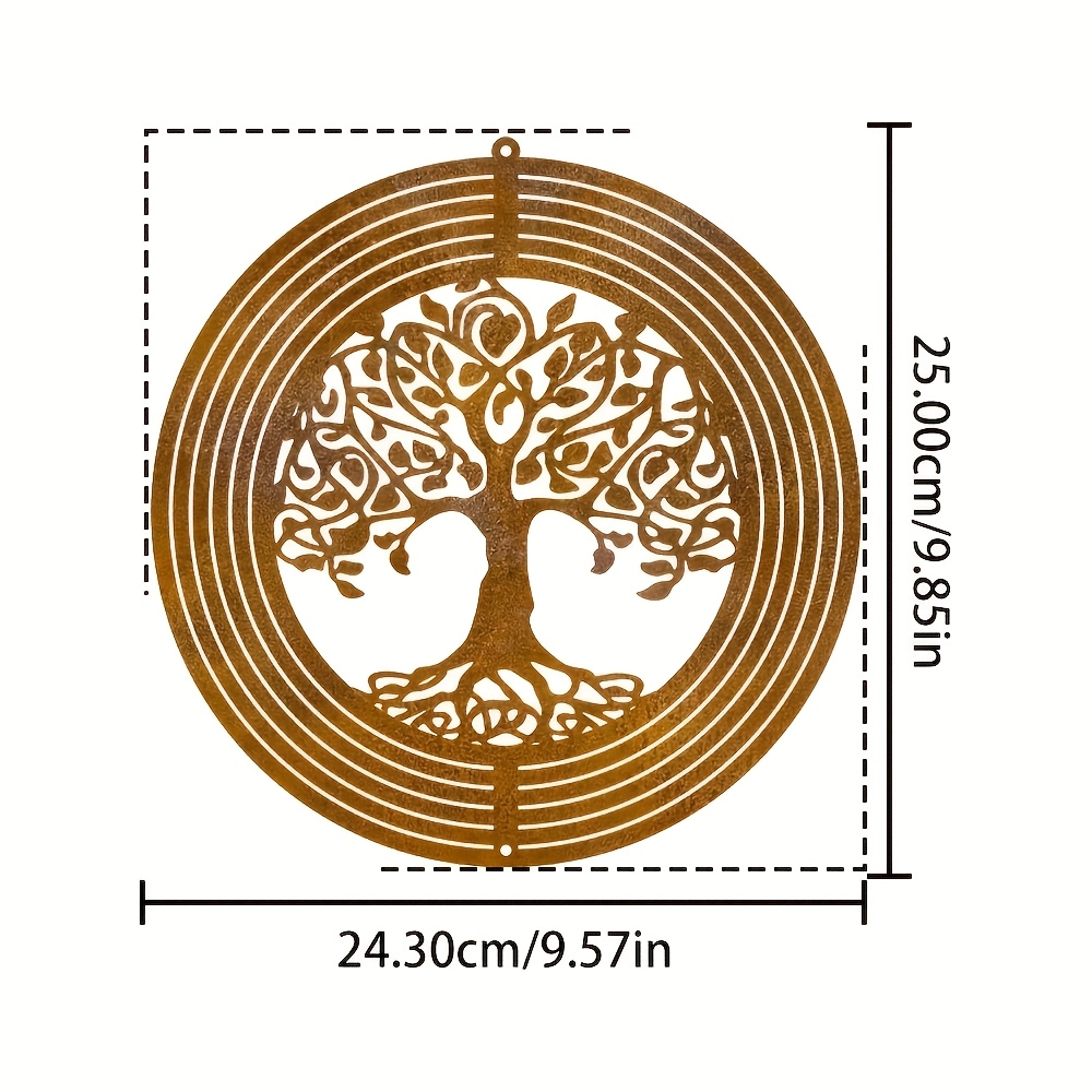TEMU 1pc Natural Rust Metal Spiral Tree Of Vane, Rust Metal Wire Flower Yard Garden Decor Gift, Diameter 24.0cm X 24.31cm, Ideal For Balcony/window