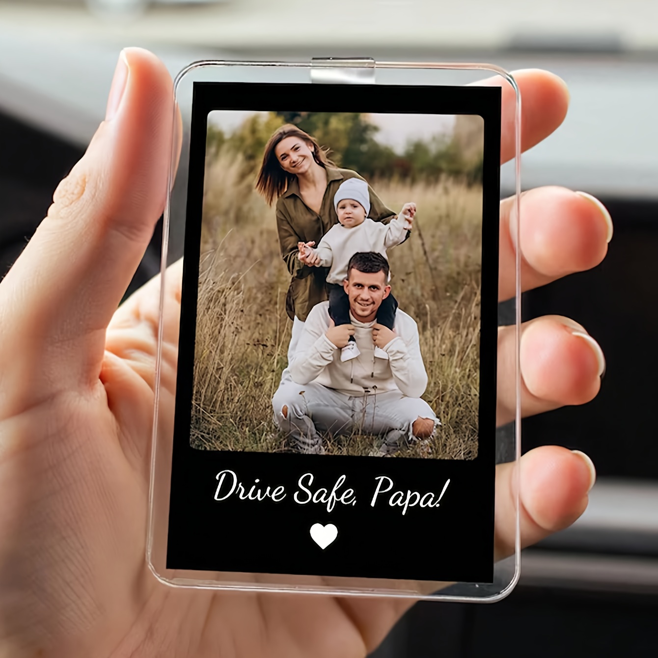E-shop Benutzerdefinierter Acryl Foto Auto Sonnenblenden Clip, Sonnenblenden Bildhalter, Auto Foto Dekoration, Personalisierte Foto Auto Deko,