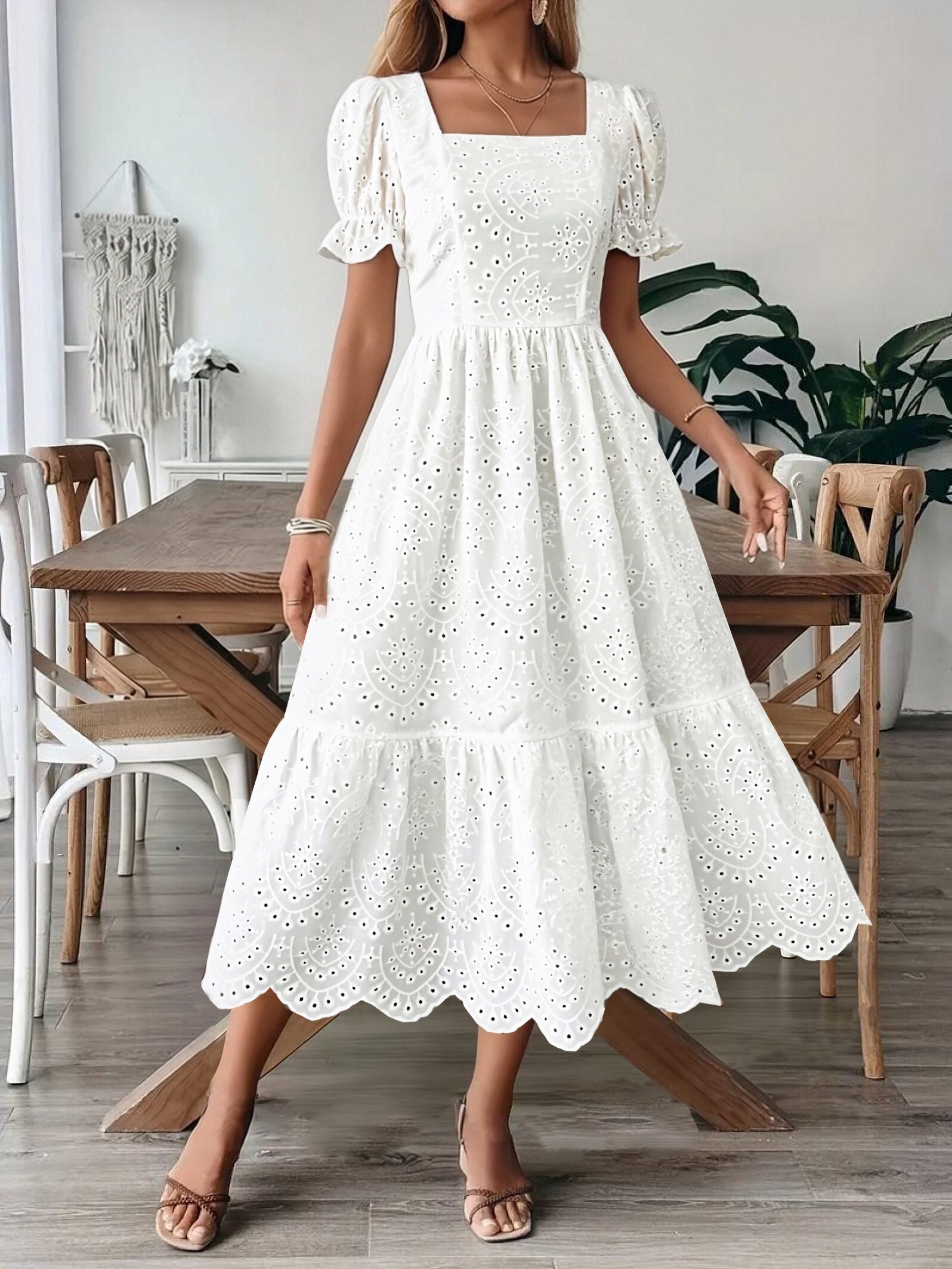 chinese dress ladies Summer Wine Long Sleeve Lace Dress White– Selfie Leslie main image 0