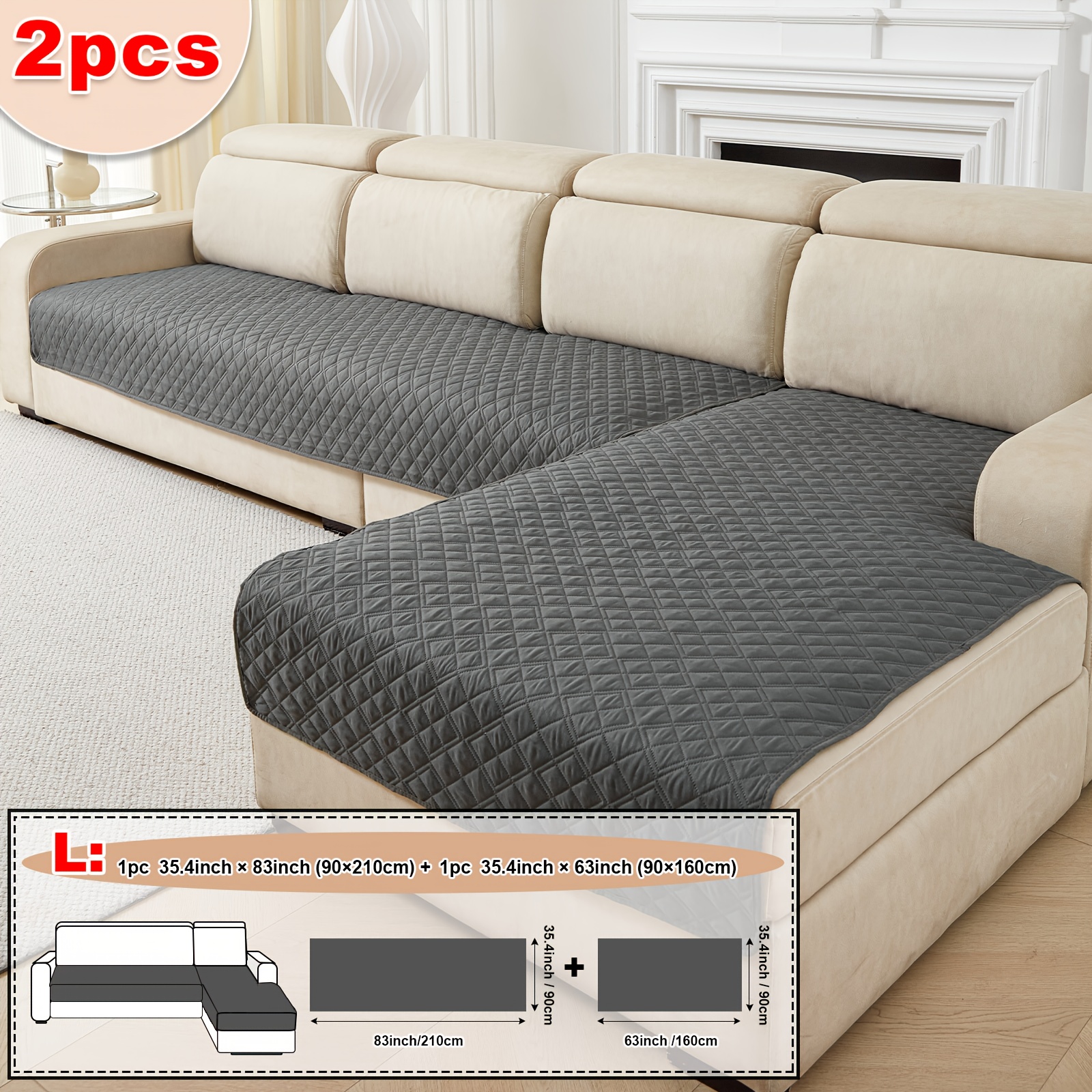 E-shop 2-tlg. Diagonal Field Sofakissen-Set, L-förmige Ecksofa-Kissen mit , 90x210cm + 90x160cm, 2-tlg. Sofabezug-Set, Stil 90x180cm + 90x160cm, 2-tlg.