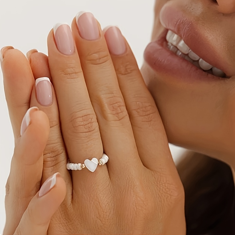 TEMU Anello impilabile boh矇mien con perline a cuore, 1 pezzo, per matrimoni, feste, abbigliamento casual - Perline a , regalo non per mamme, per
