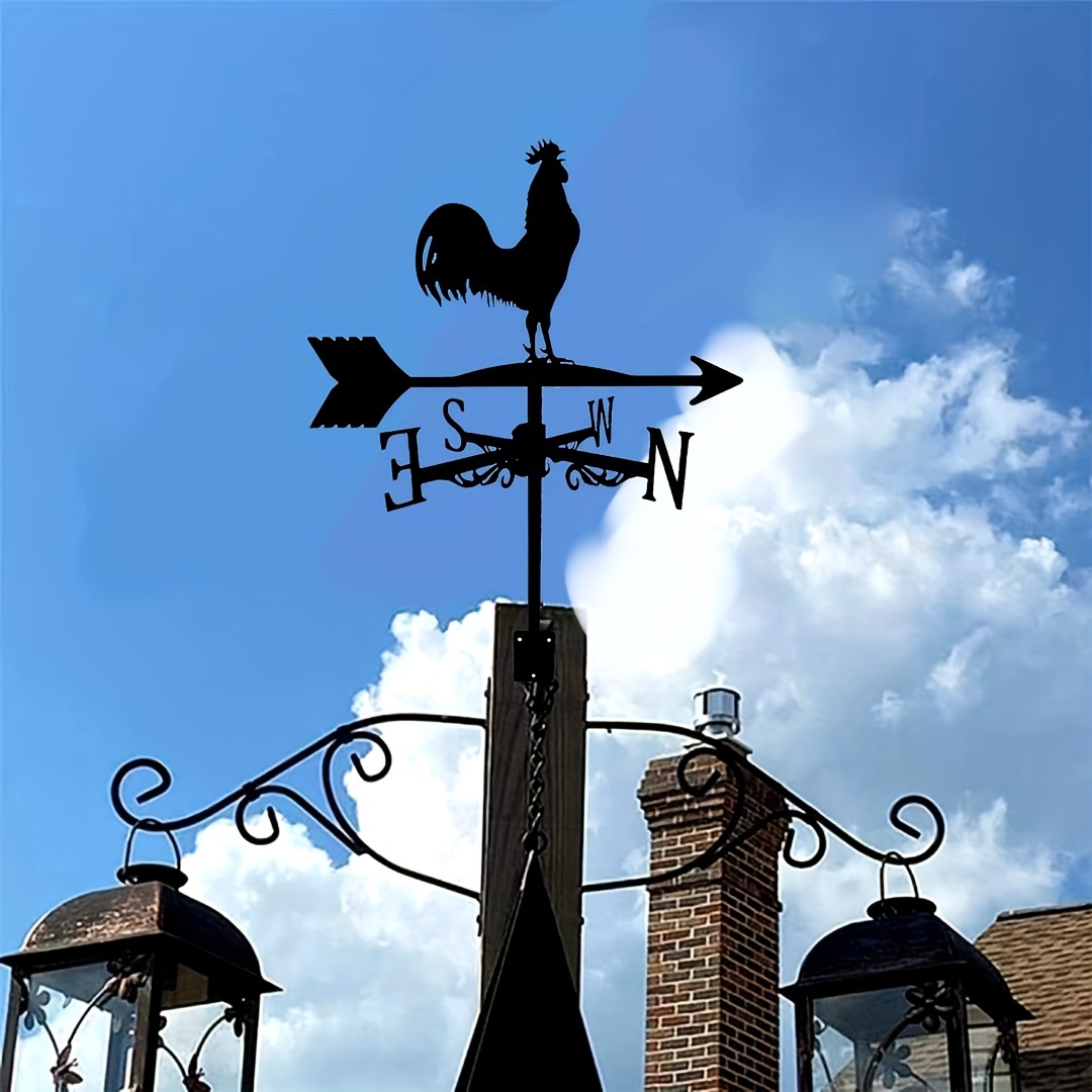 

Stainless Steel Rooster Weathervane - Rustic Metal Wind Vane For Garden, Farmhouse & Outdoor Decor, Roof Installation, Garden Weather Sign