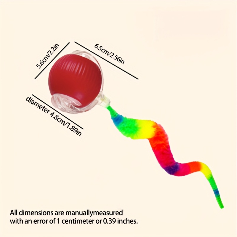 Automatic Rolling Cat Ball Toy with LED Light and Colorful Tail