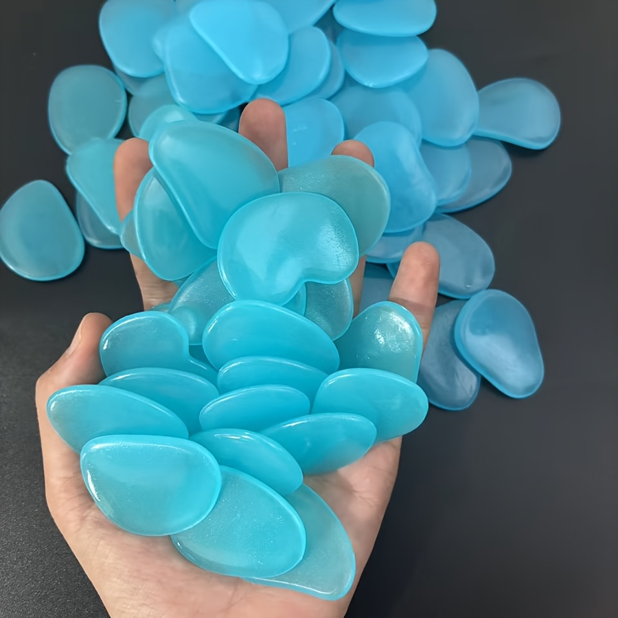 TEMU 53 pièces/0,53 lb de grosses pierres plates luminescentes bleues phosphorescentes foncées, de 1,2 à 1,5 pouces, couleur aléatoire. Convient pour