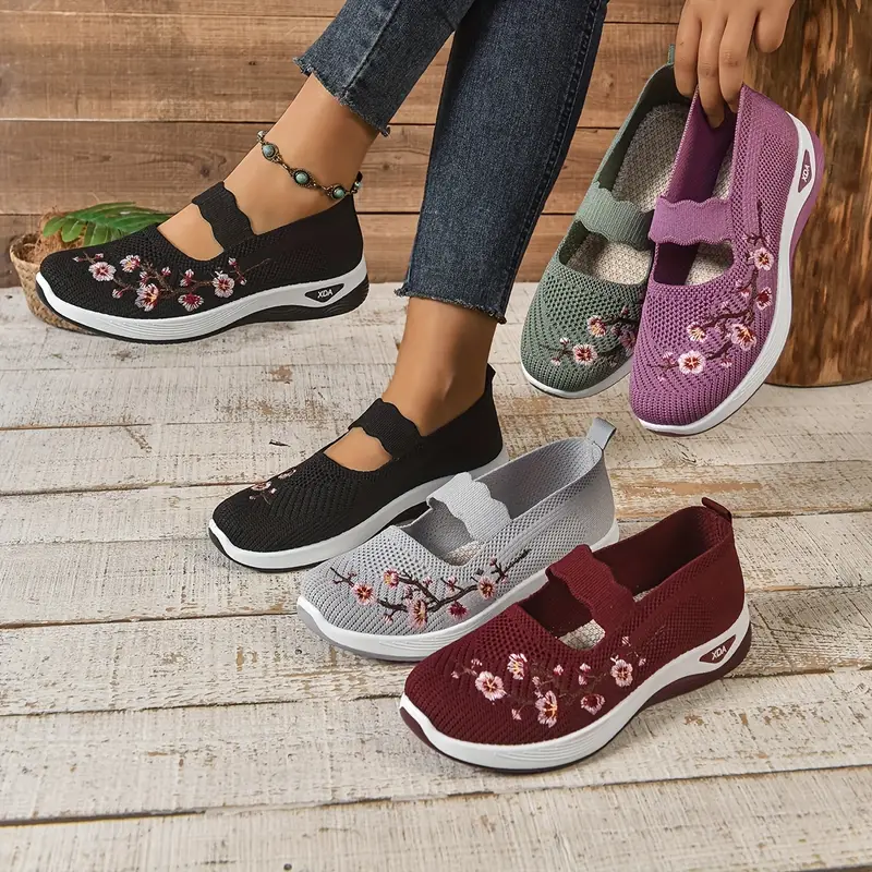 tênis casual feminino slip-on,  , verde,  ,  ,   e  ; tênis leve de   baixo com   redonda fofa & design floral para   as  , 24/7 usável; sobreposição respiravel que mantém o pé   em caminhadas  ,     de presente nas cores variantes detalhes 1
