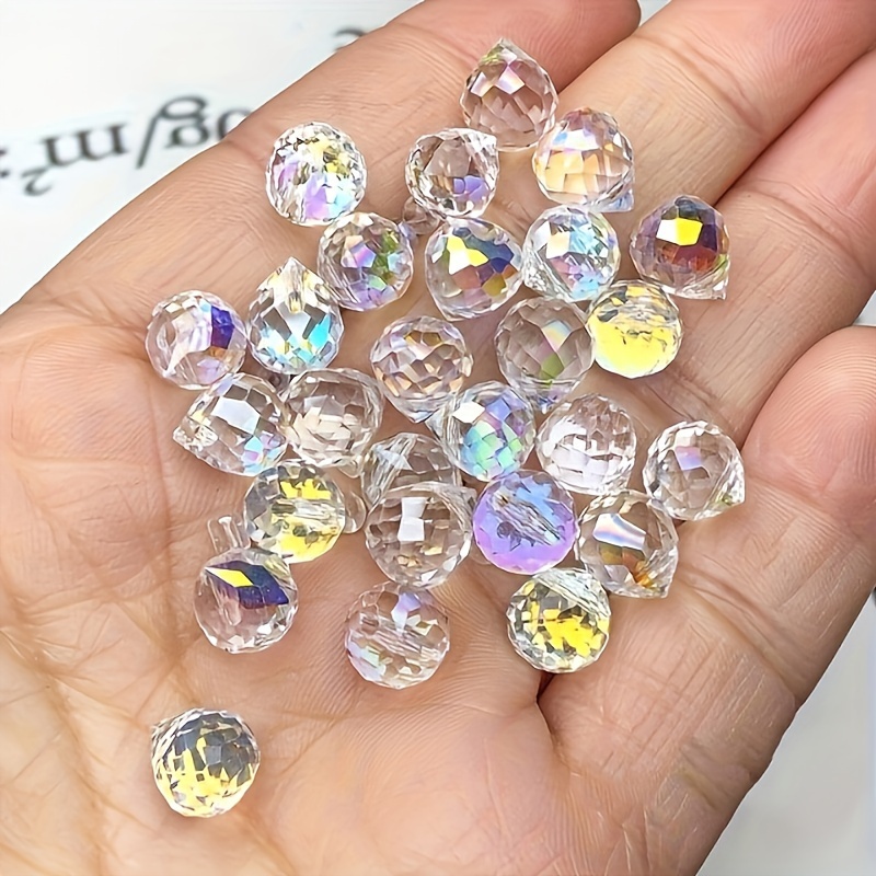 

10/20 Pcs 8mm Austrian Ab Color Crystal Strawberry Beads - Shiny Faceted Glass For Diy Wedding Dress & Jewelry Crafting Accessories